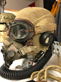 A TYPE E FLYING HELMET WITH POSTWAR MASK AND MKV111 GOGGLES