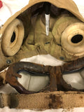 A TYPE E FLYING HELMET WITH POSTWAR MASK AND MKV111 GOGGLES
